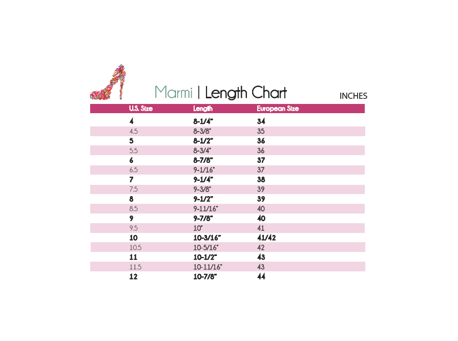 Shoe Length by Size Chart